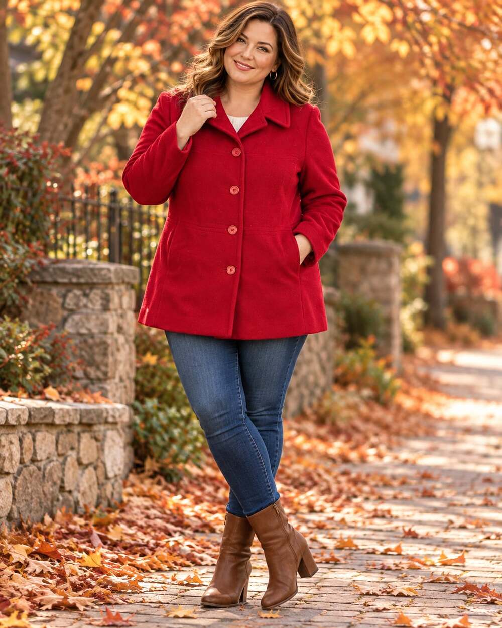 London Fog Wool Jacket Size 18 Red Button Front Winter Lined Peacoat